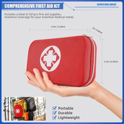 Mini Travel First Aid Kit, Emergency Kit with 201PCS First Aid Supplies And