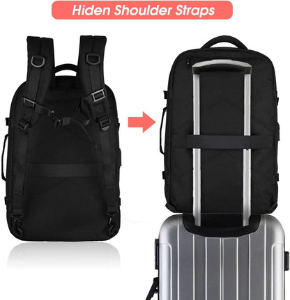 40L Travel Backpack for Women Men，17 Inch Laptop Backpack Flight Approved Luggage Carry on Water Resistant Computer Backpack for Weekender Overnight Large Daypack Black