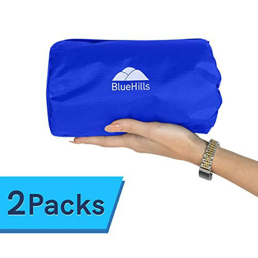 Ultra Compact Airplane Travel Blanket 2 Pack Throw Blanket – Royal Blue