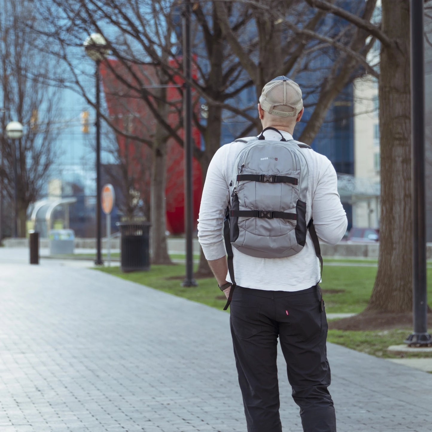 Unisex 20 Liter Compressor Backpack for School or Work, Grey