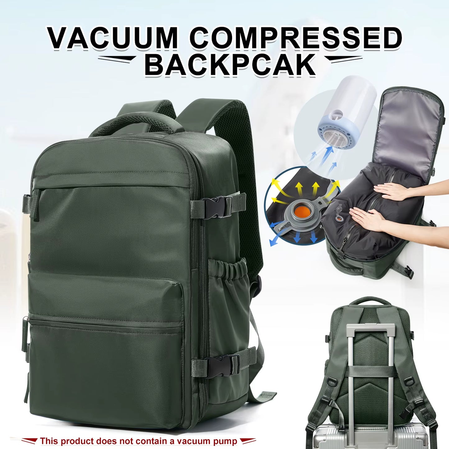 Ryanair Backpack Travel Cabin Airplane 40X20X25, Air Vacuum Compression Backpack, Women Men Backpack Business Laptop Bag Handbag