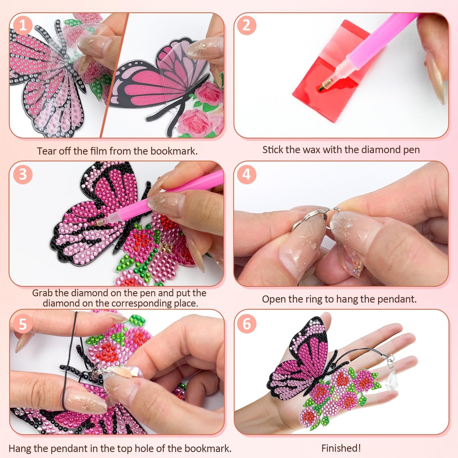 8 Pcs Diamond Painting Bookmark, Diamond Art Kit for Adults