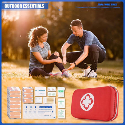 Mini Travel First Aid Kit, Emergency Kit with 201PCS First Aid Supplies And