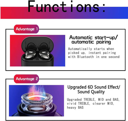 Wireless Earbuds, Powerful Customized Sound with Big Bass, Built-In 4 Mic, Button Control, IPX6 Waterproof Bluetooth Earbuds, Wireless Earphones Compatible with Android & Apple, Colorful