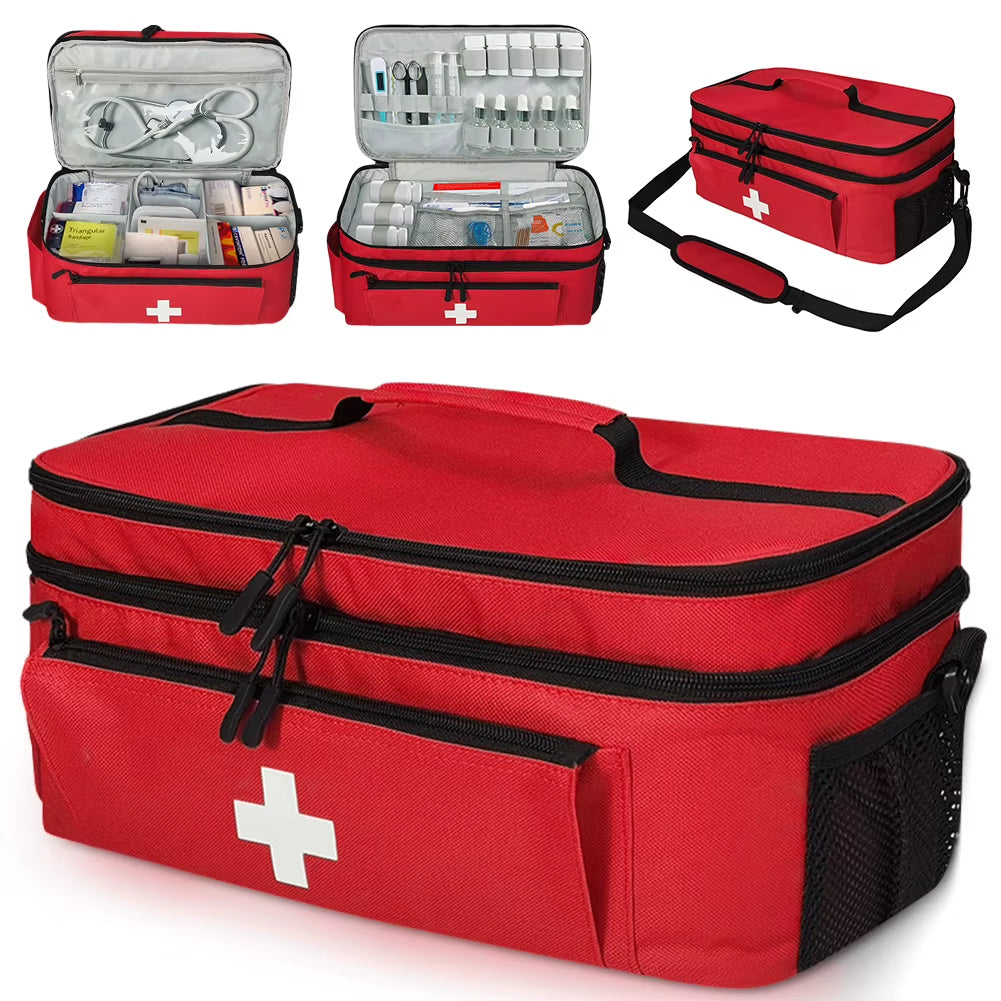 Travel Medicine Bag with Lockable Zippers Travel Emergency Kit Empty Medication Organizer Medication Travel Case for Home Travel