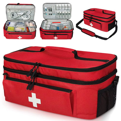 Travel Medicine Bag with Lockable Zippers Travel Emergency Kit Empty Medication Organizer Medication Travel Case for Home Travel