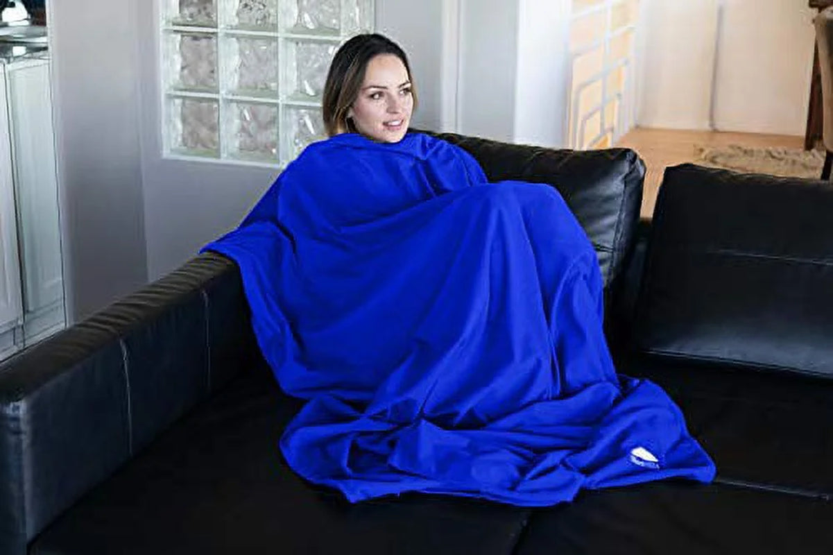 Ultra Compact Airplane Travel Blanket 2 Pack Throw Blanket – Royal Blue