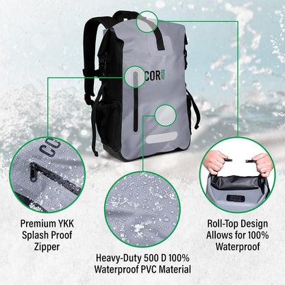 100% Waterproof Heavy Duty Backpack and Dry Backpack for Swimming, Boating or Kayaking, Roll-Top Design with Sonically Welded Seams and Padded Laptop Sleeve (40L, 21 X 15 X 8 Inches)