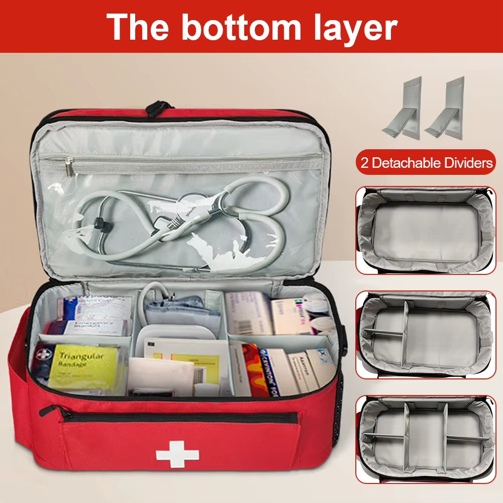 Travel Medicine Bag with Lockable Zippers Travel Emergency Kit Empty Medication Organizer Medication Travel Case for Home Travel