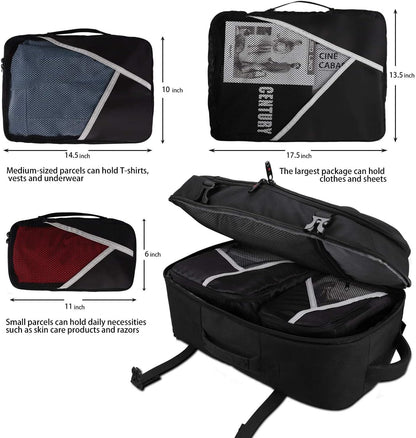 40L Travel Backpack for Women Men，17 Inch Laptop Backpack Flight Approved Luggage Carry on Water Resistant Computer Backpack for Weekender Overnight Large Daypack Black