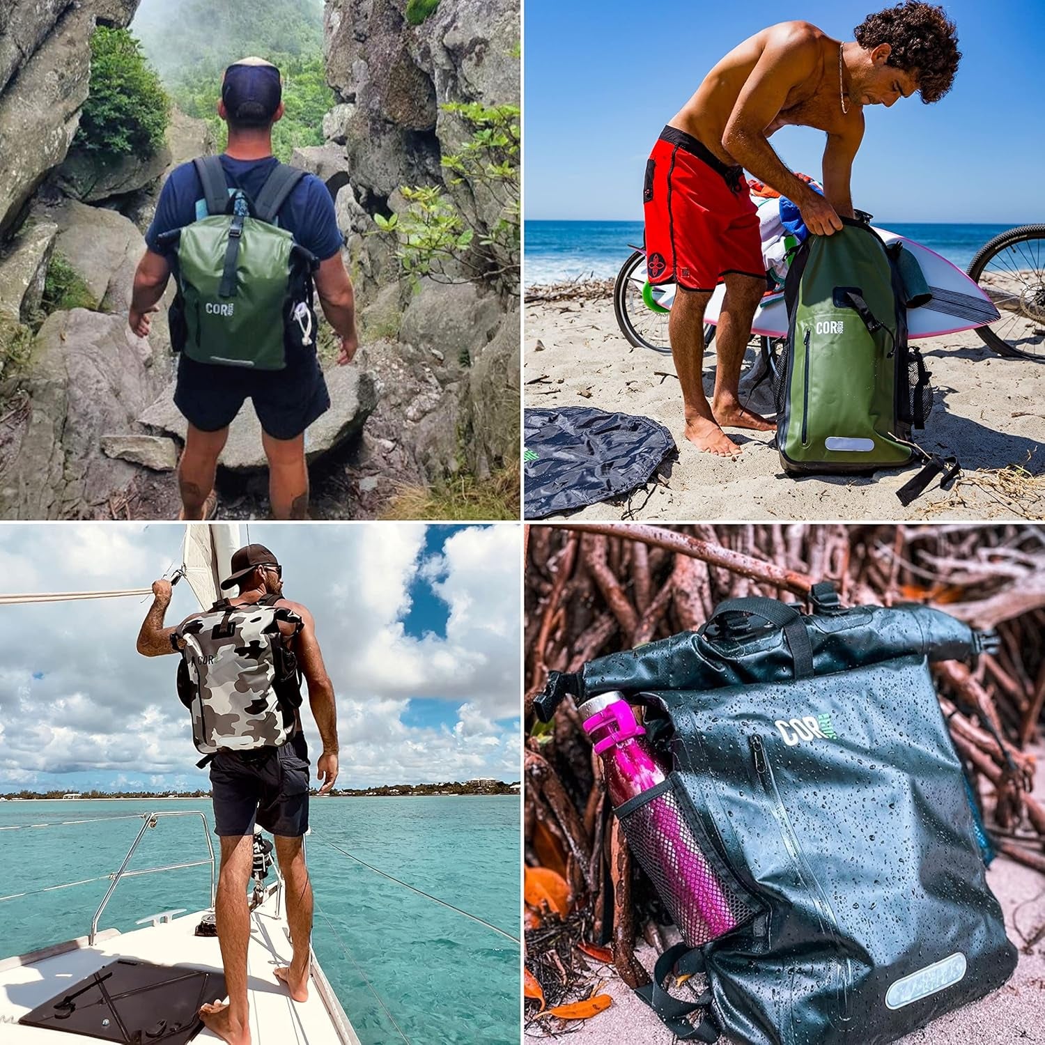 100% Waterproof Heavy Duty Backpack and Dry Backpack for Swimming, Boating or Kayaking, Roll-Top Design with Sonically Welded Seams and Padded Laptop Sleeve (40L, 21 X 15 X 8 Inches)